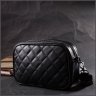 Черная женская сумка из натуральной стеганой кожи с плечевым ремешком Vintage 2422387 - 6