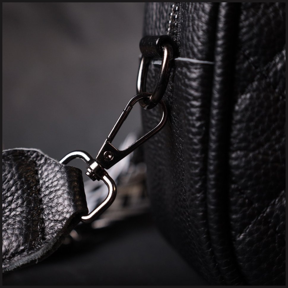 Черная женская сумка из натуральной стеганой кожи с плечевым ремешком Vintage 2422387