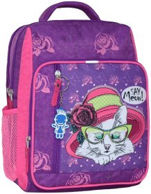 Школьный рюкзак для девочки фиолетового цвета с принтом кота Bagland 111423