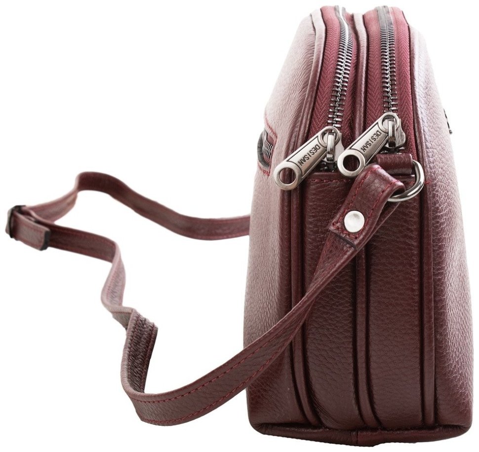 Компактная женская сумка из качественной кожи бордового цвета Desisan 81424 modnotak фото №3