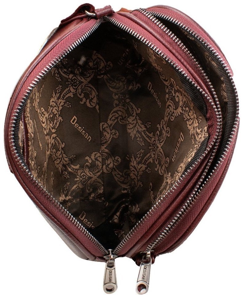 Компактная женская сумка из качественной кожи бордового цвета Desisan 81424 modnotak фото №5