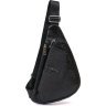 Чорна чоловіча сумка-слінг із натуральної шкіри з тисненням під змію Vintage (20696) - 1