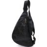 Черная мужская сумка-слинг из натуральной кожи с тиснением под змею Vintage (20696) - 2