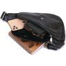 Черная мужская сумка-слинг из натуральной кожи с тиснением под змею Vintage (20696) - 4