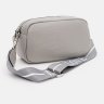 Сіра шкіряна жіноча сумка-кроссбоді з тисненням під крокодила Keizer 71524 - 2