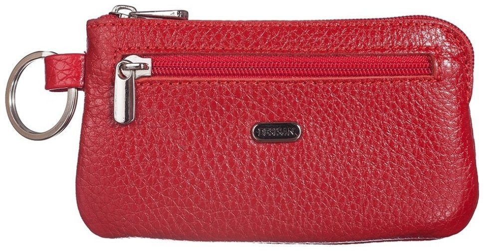 Красная женская ключница из натуральной кожи флотар на змейке Desisan 81724 modnotak фото №1