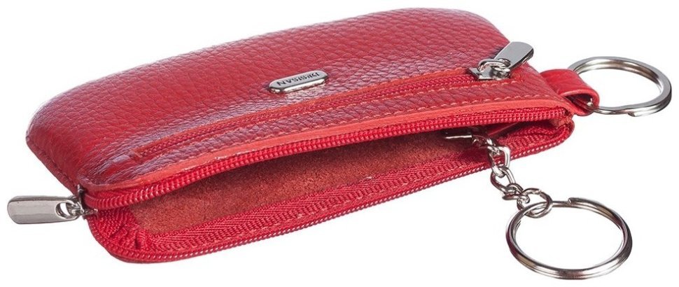 Красная женская ключница из натуральной кожи флотар на змейке Desisan 81724 modnotak фото №3