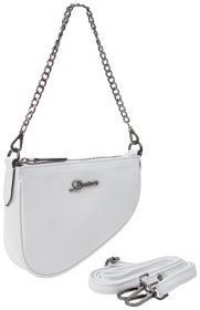 Женская сумка необычной формы из натуральной кожи Desisan 81824 белого цвета
