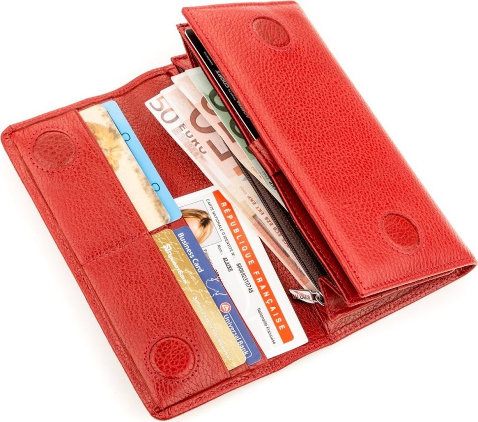Класичний жіночий гаманець із натуральної шкіри червоного кольору KARYA (2417255)
