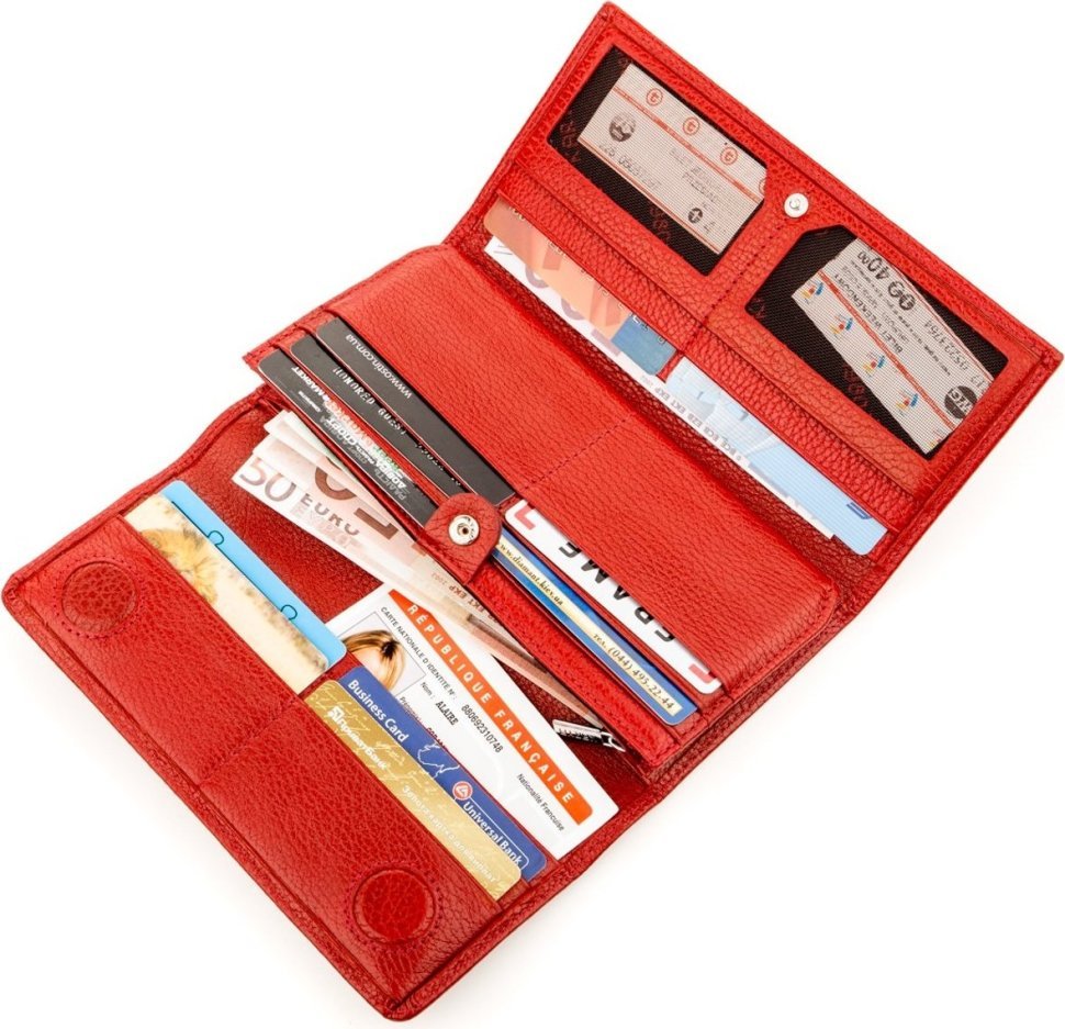 Класичний жіночий гаманець із натуральної шкіри червоного кольору KARYA (2417255)