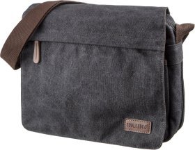 Черная сумка-мессенджер из текстиля с плечевым ремнем Vintage (20088)