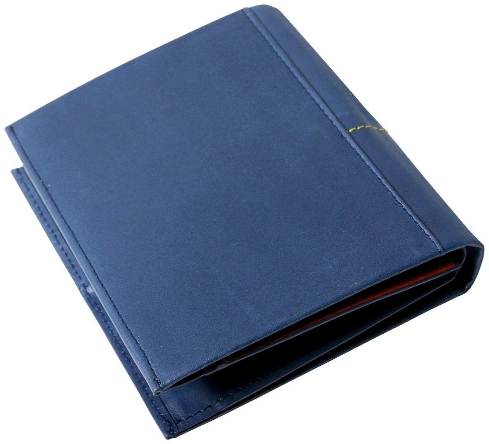 Шкіряний чоловічий гаманець Beverly Hills синього кольору Vip Collection 102524 modnotak фото №3