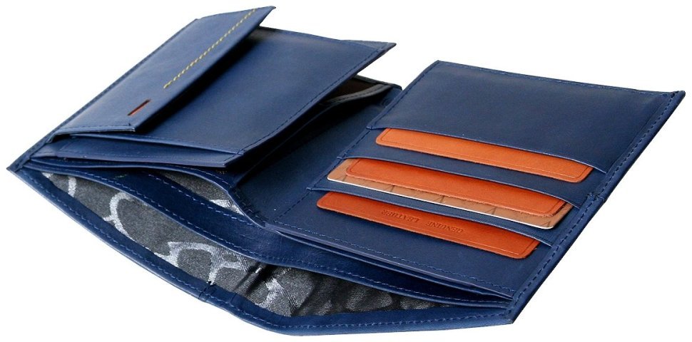 Шкіряний чоловічий гаманець Beverly Hills синього кольору Vip Collection 102524 modnotak фото №8
