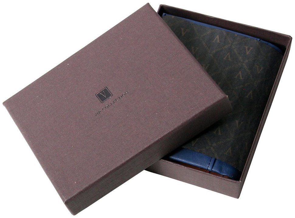 Шкіряний чоловічий гаманець Beverly Hills синього кольору Vip Collection 102524 modnotak фото №9