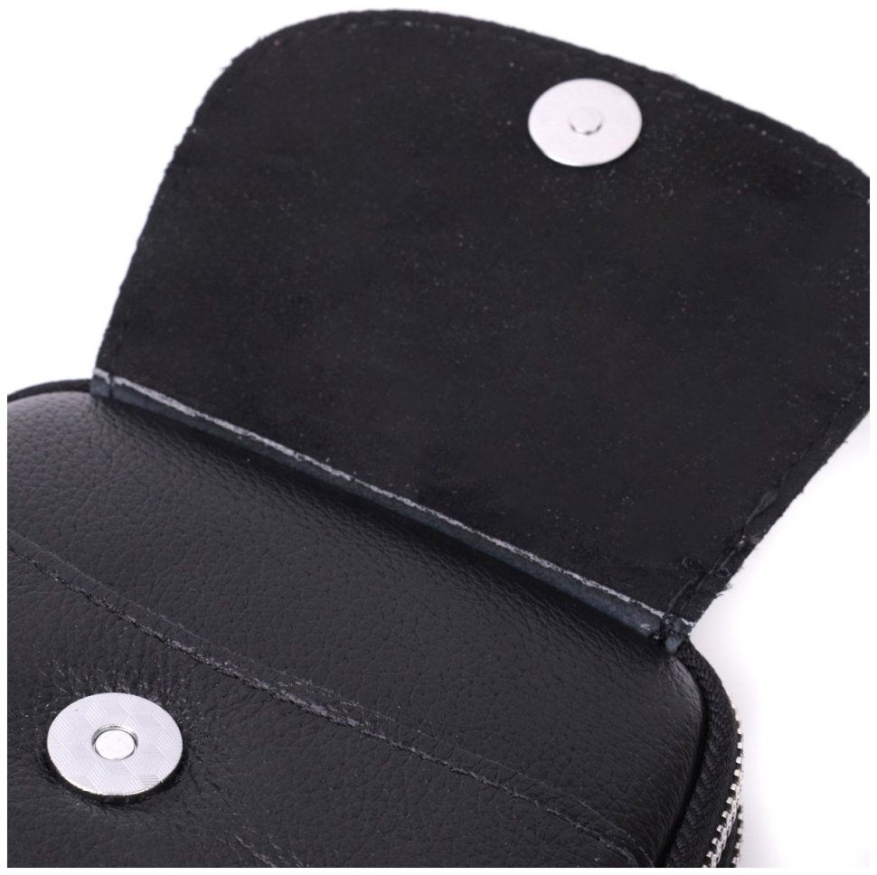 Компактна вертикальна жіноча сумка з натуральної шкіри Vintage 2422399 в чорному кольорі modnotak фото №4