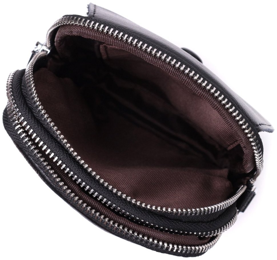 Компактна вертикальна жіноча сумка з натуральної шкіри Vintage 2422399 в чорному кольорі modnotak фото №5