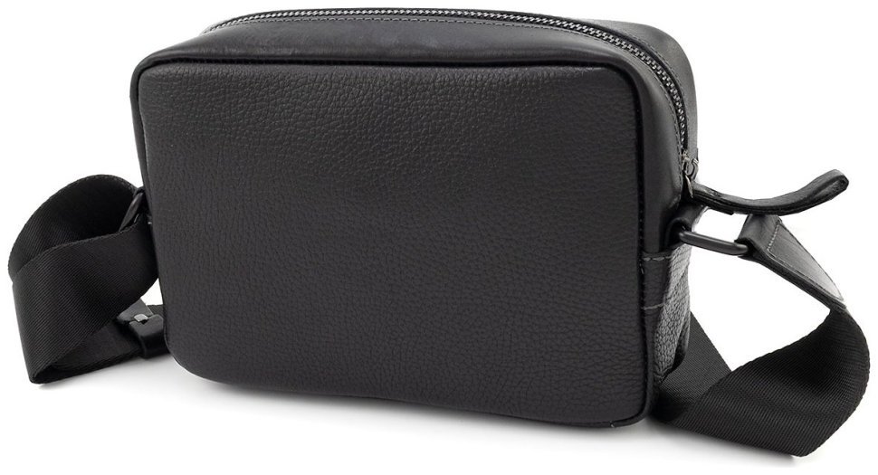 Кожаная мужская сумка кросс-боди горизонтальная Grande Pelle 102724 черная фото №3 Кожаная мужская сумка кросс-боди горизонтальная Grande Pelle 102724 черная modnotak фото №3