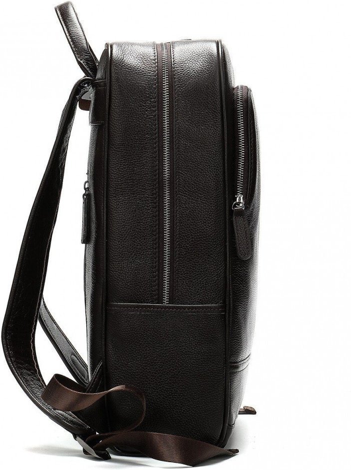 Шкіряний чоловічий рюкзак із зернистою фактурою у темно-коричневому кольорі Bexhil (19861)