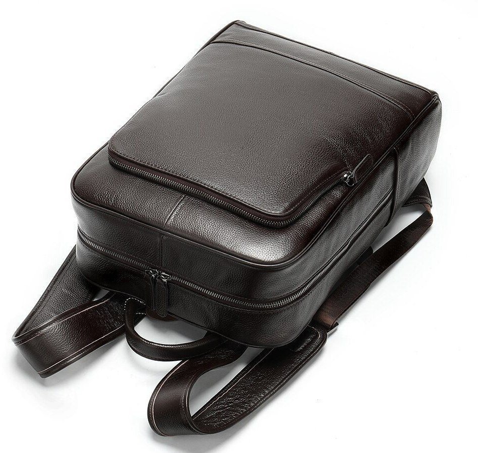 Кожаный мужской рюкзак с зернистой фактурой в темно-коричневом цвете Bexhil (19861)