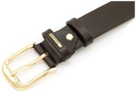 Жіночий ремінь з італійської шкіри із пряжкою золотого кольору Gherardini 30125 Коричневий