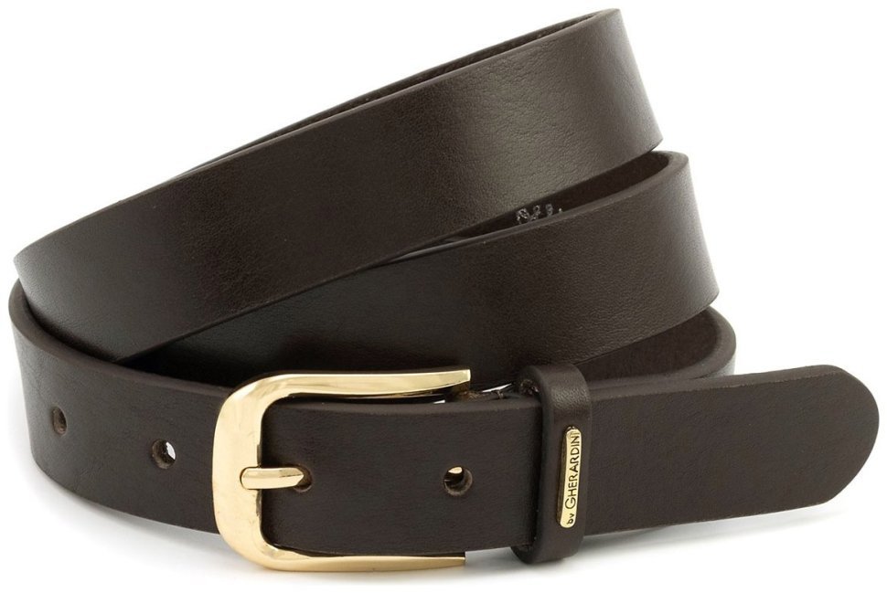 Жіночий ремінь з італійської шкіри із пряжкою золотого кольору Gherardini 30125 Коричневий фото №1 Жіночий ремінь з італійської шкіри із пряжкою золотого кольору Gherardini 30125 Коричневий modnotak фото №1