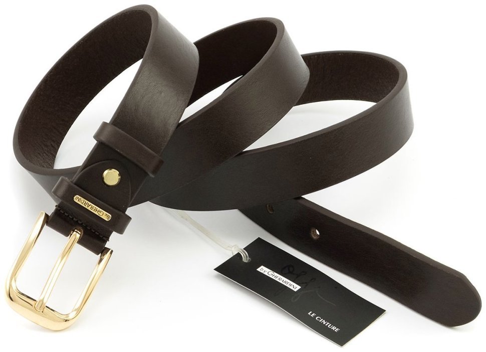 Жіночий ремінь з італійської шкіри із пряжкою золотого кольору Gherardini 30125 Коричневий фото №4 Жіночий ремінь з італійської шкіри із пряжкою золотого кольору Gherardini 30125 Коричневий modnotak фото №4