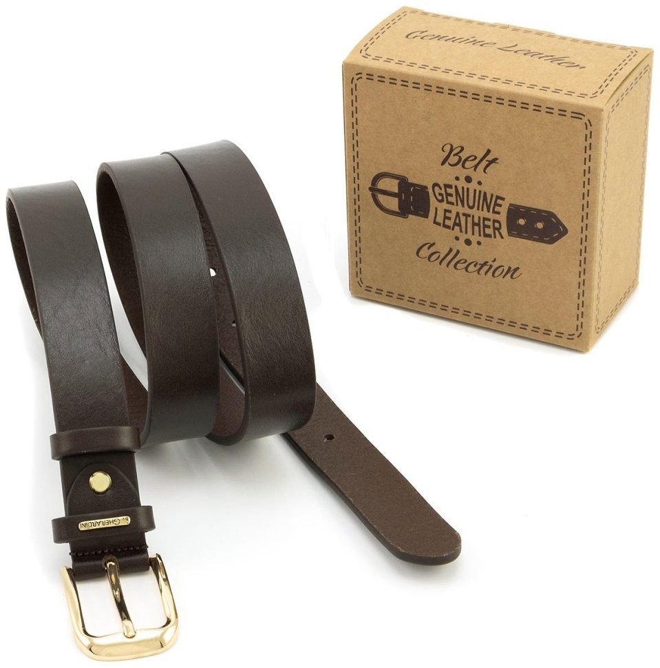 Жіночий ремінь з італійської шкіри із пряжкою золотого кольору Gherardini 30125 Коричневий фото №5 Жіночий ремінь з італійської шкіри із пряжкою золотого кольору Gherardini 30125 Коричневий modnotak фото №5