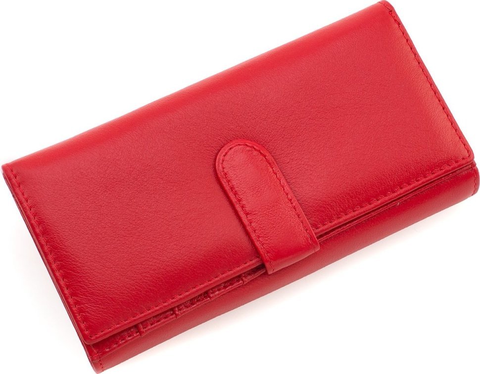 Жіночий червоний гаманець із натуральної шкіри на два відділення Marco Coverna (17180)