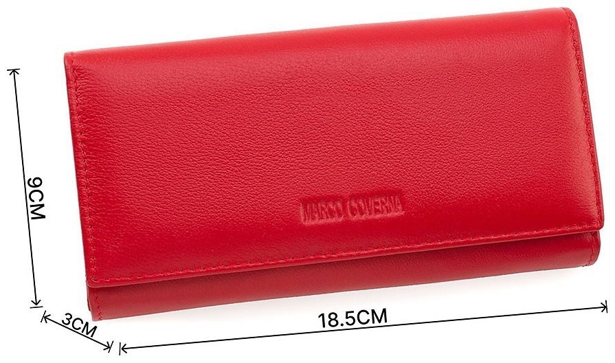 Жіночий червоний гаманець із натуральної шкіри на два відділення Marco Coverna (17180) modnotak фото №3