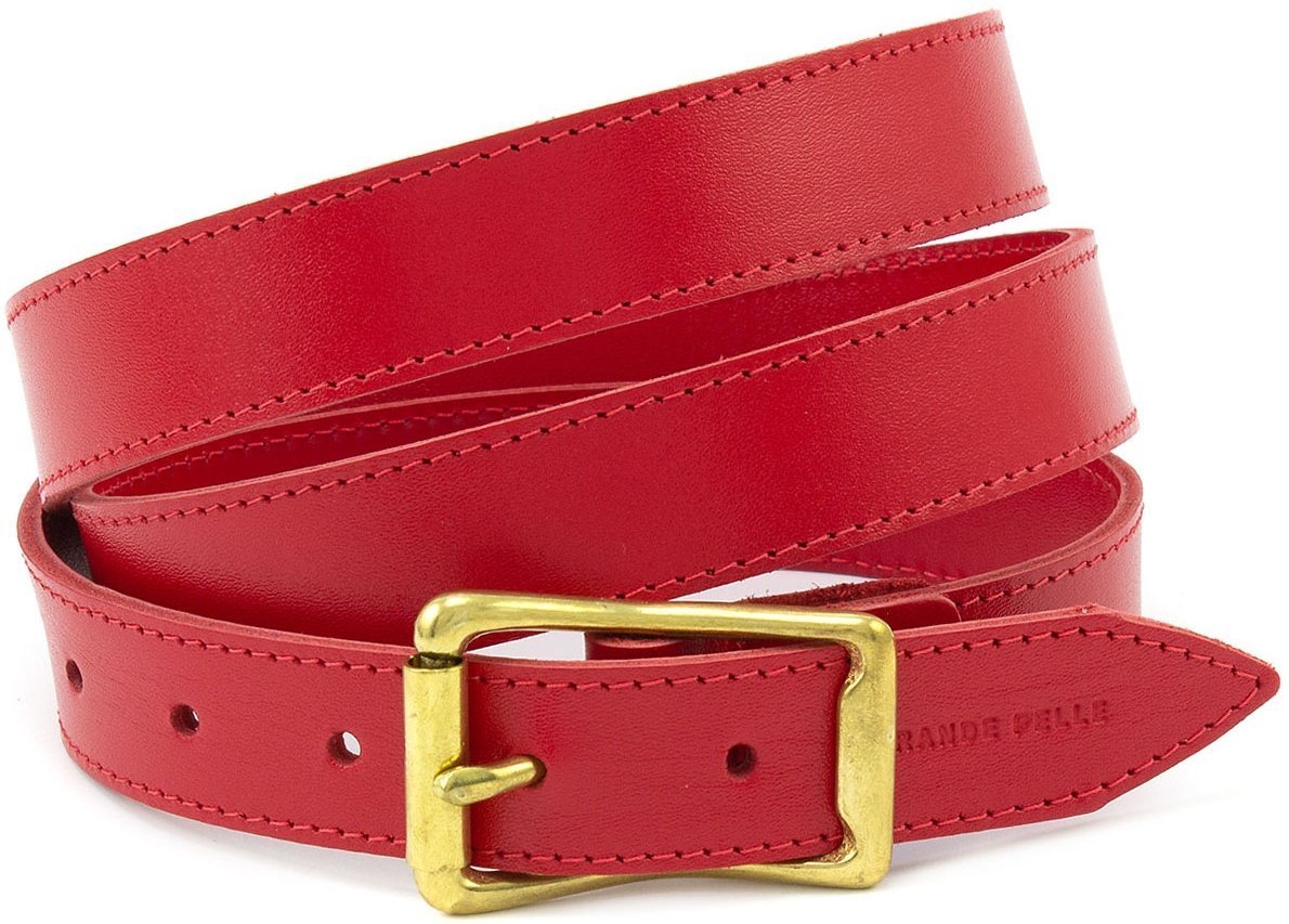 Красный женский ремень для брюк или джинс из натуральной кожи Grande Pelle (31274)