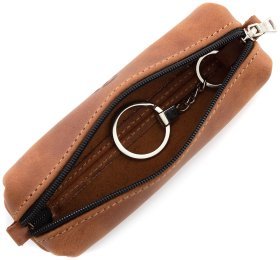 Фирменная кожаная ключница рыжего цвета Grande Pelle (13270)