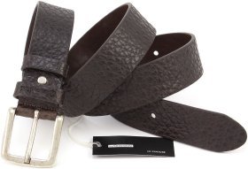 Темно-коричневый мужской ремень из итальянской зернистой кожи буйвола Gherardini 40685-GH.BRW.BUFF