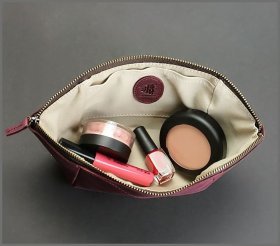 Женская кожаная косметичка бордовая Crazy Horse