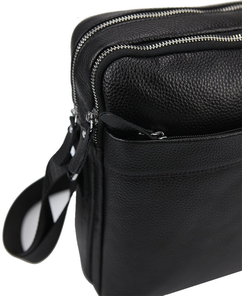 Мужская сумка-планшет черного цвета из натуральной кожи через плечо Tiding Bag (15907)