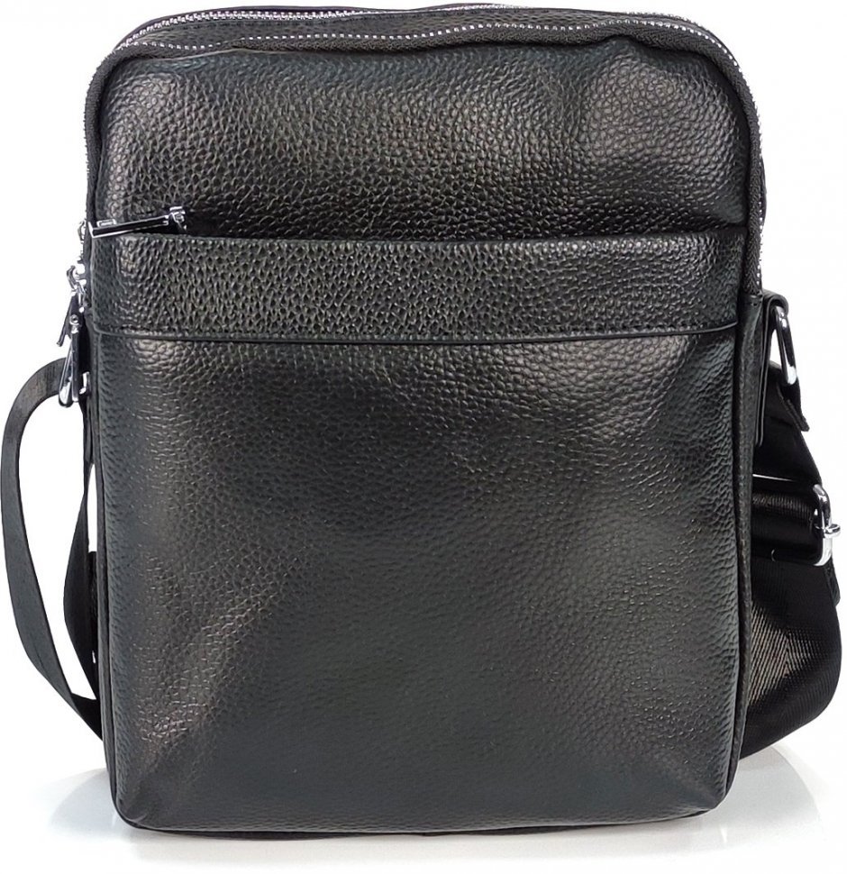 Мужская сумка-планшет черного цвета из натуральной кожи через плечо Tiding Bag (15907)