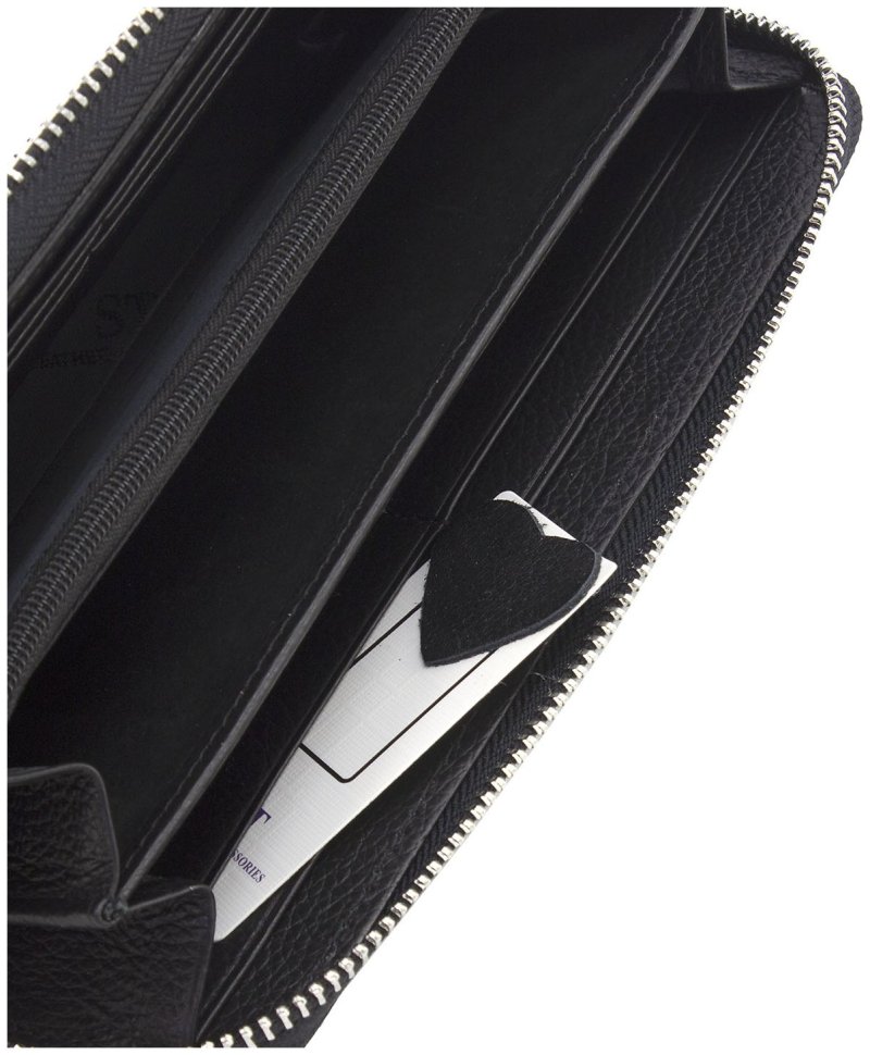 Черный женский кошелек горизонтального типа из фактурной кожи ST Leather 73824