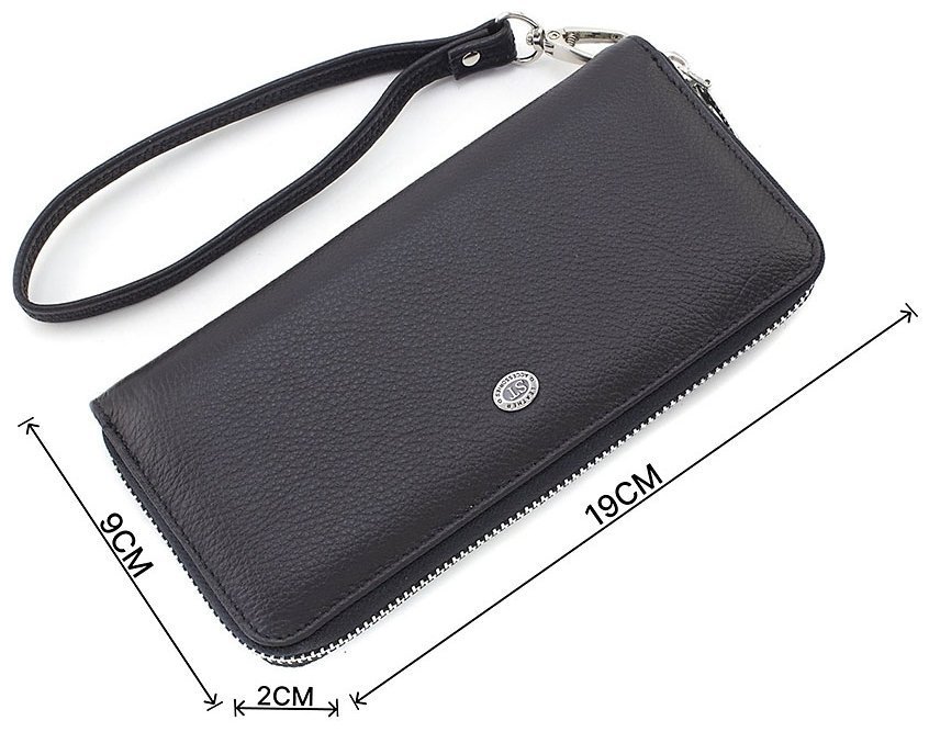 Чорний жіночий гаманець горизонтального типу із фактурної шкіри ST Leather 73824 modnotak фото №3