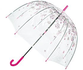 Зонт-трость женский Fulton L042 Birdcage-2 Sketchy Springs (прозрачный с принтом цветов) 93924