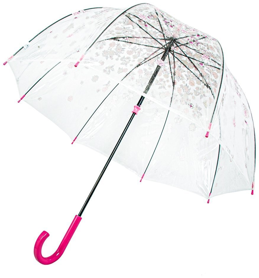 Зонт-трость женский Fulton L042 Birdcage-2 Sketchy Springs (прозрачный с принтом цветов) 93924 modnotak фото №6