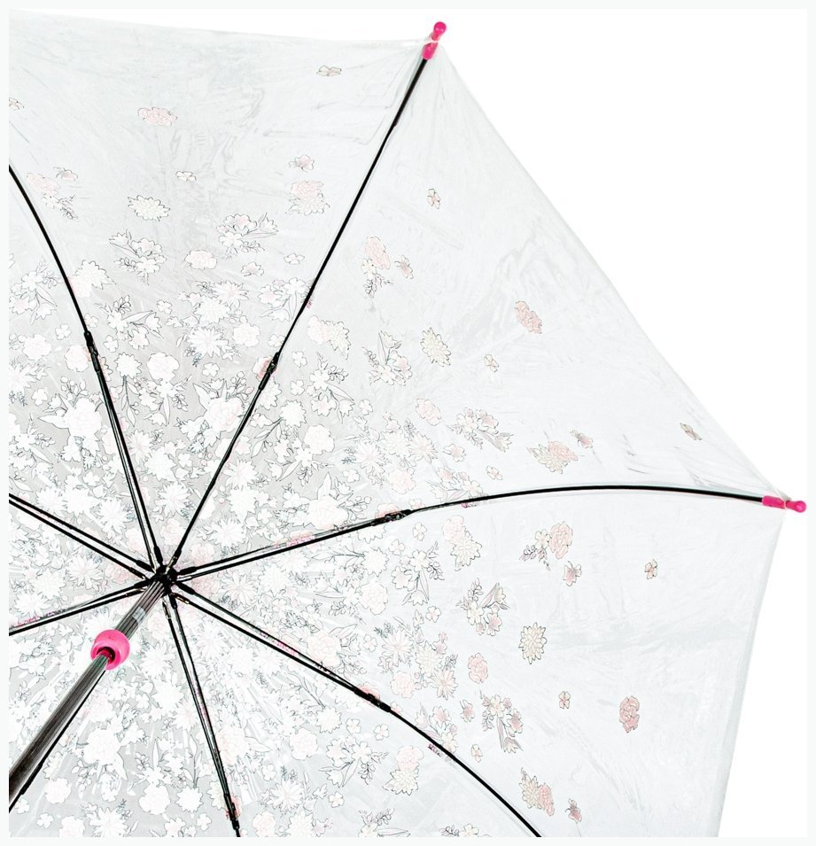 Зонт-трость женский Fulton L042 Birdcage-2 Sketchy Springs (прозрачный с принтом цветов) 93924 modnotak фото №9