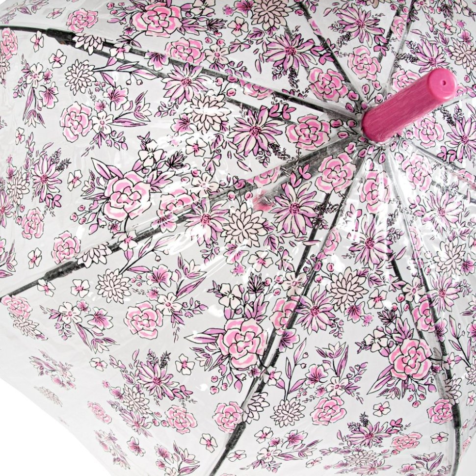 Зонт-трость женский Fulton L042 Birdcage-2 Sketchy Springs (прозрачный с принтом цветов) 93924 modnotak фото №12