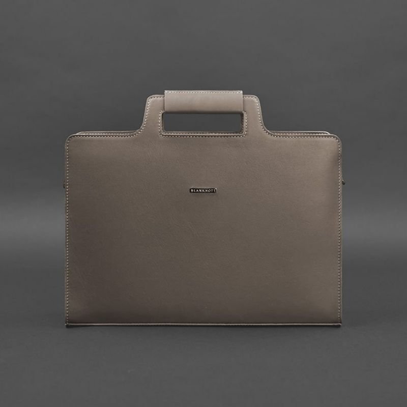 Темно-бежевая сумка из натуральной кожи для ноутбука и документов BlankNote (12789)