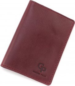 Шкіряна жіноча обкладинка для паспорта бордового кольору Grande Pelle (21007)