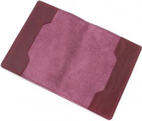 Кожаная женская обложка для паспорта бордового цвета Grande Pelle (21007) - 2