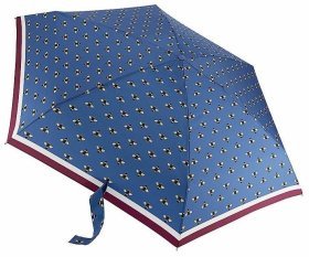 Женский складной зонт Fulton L501 Tiny-2 Bee Border (Механика, синий с принтом пчелок) 94124