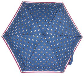 Женский складной зонт Fulton L501 Tiny-2 Bee Border (Механика, синий с принтом пчелок) 94124