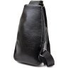 Чорна чоловіча сумка-рюкзак на груди зі шкірозамінника з фактурою під крокодила Vintage (20507) - 2