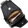 Черная мужская сумка-рюкзак на грудь из кожзаменителя с фактурой под крокодила Vintage (20507) - 3