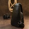 Черная мужская сумка-рюкзак на грудь из кожзаменителя с фактурой под крокодила Vintage (20507) - 8