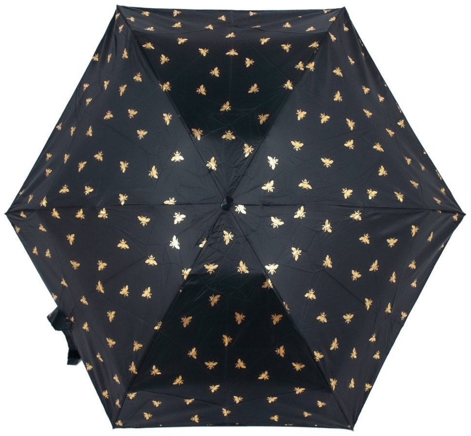 Зонт женский Fulton L501-041109 Tiny-2 Golden Bees (Форма купола круглая, черный с принтом золотых пчел) 94224 modnotak фото №6